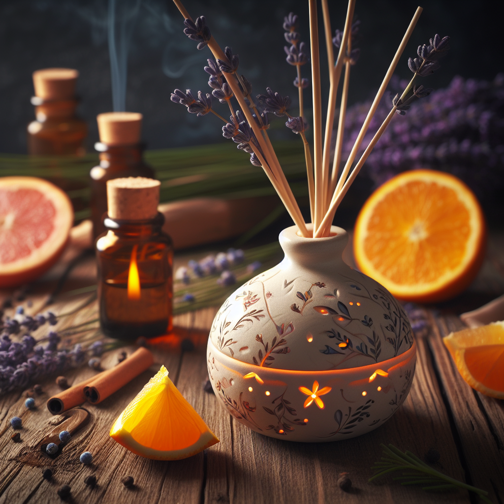 Difusor Aromático: Crea un Ambiente Acogedor y Tranquilo con los Aceites Esenciales de Lavanda, Manzanilla y Naranja 